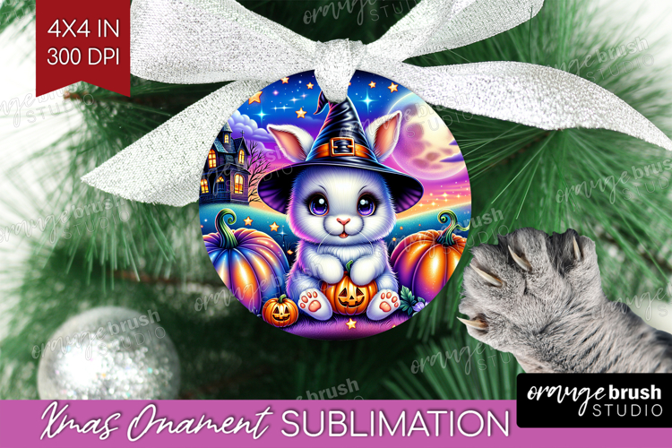 Rabbit Halloween Ornament PNG Cute Animal PNG Sublimation