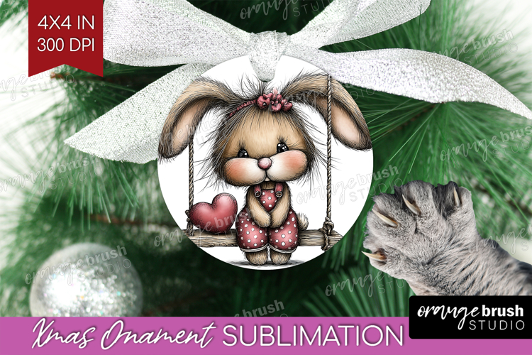 Rabbit Valentine Ornament PNG Whimsical Animal PNG