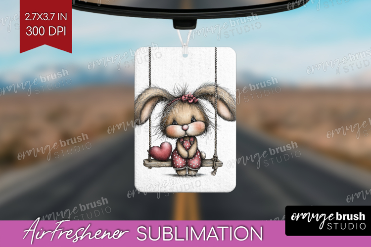 Rabbit Valentine Air Freshener PNG Whimsical Animal PNG
