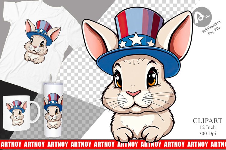 Rabbit Patriotic Clipart