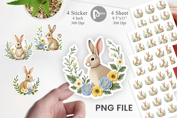 Rabbit Embroidery Sticker