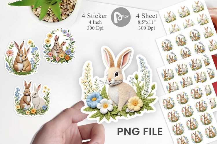 Rabbit Embroidery Sticker