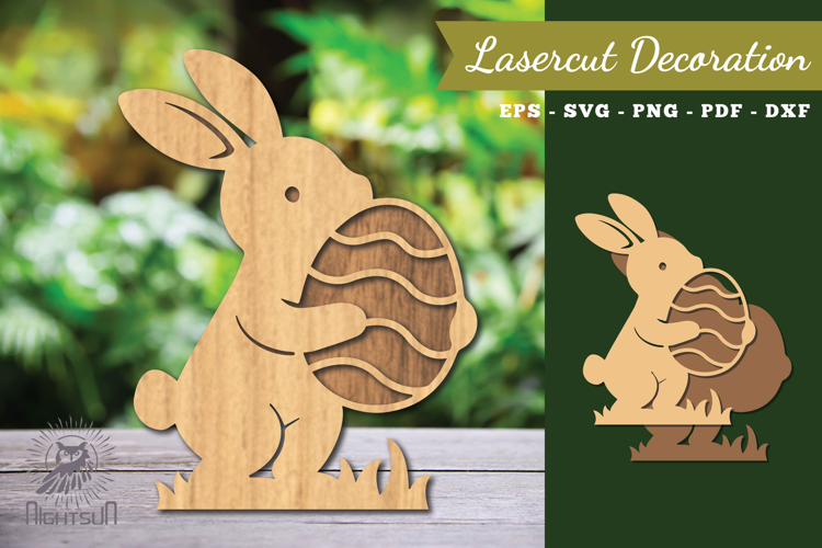 Rabbit Hunting Egg Lasercut Decoration