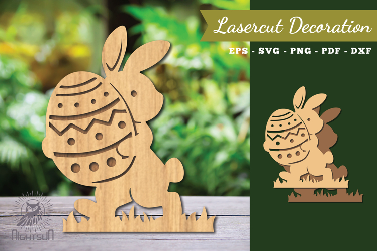 Rabbit Hunting Egg Lasercut Decoration