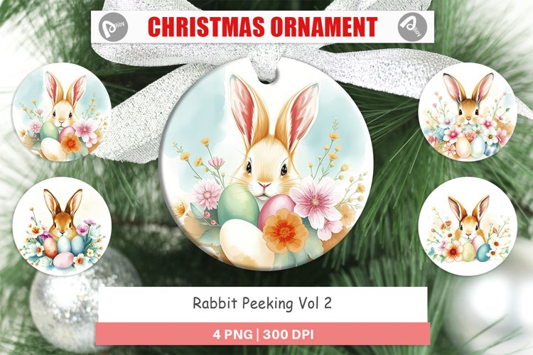 Christmas Ornaments Rabbit Peeking