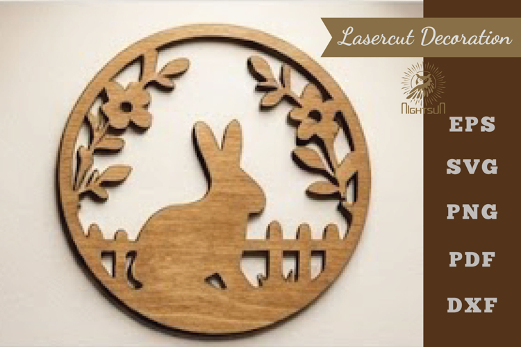 Rabbit Round Lasercut Decoration SVG