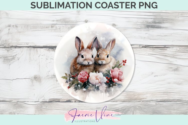 Rabbits Sublimation Round Coaster example image 1