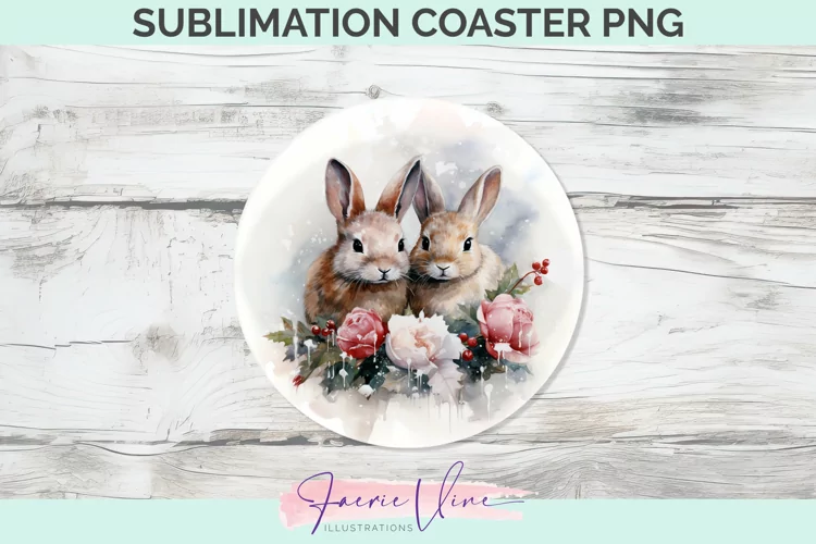 Rabbits Sublimation Round Coaster