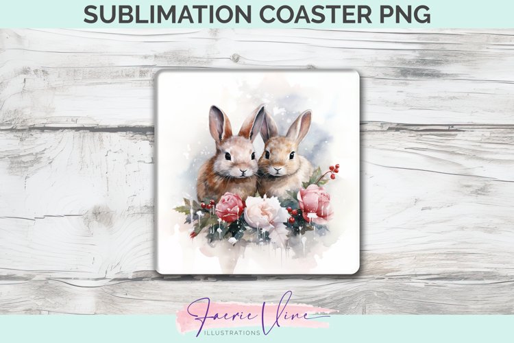 Rabbits Sublimation Square Coaster example image 1