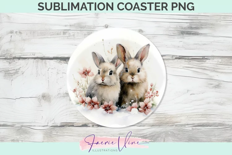 Rabbits Sublimation Round Coaster