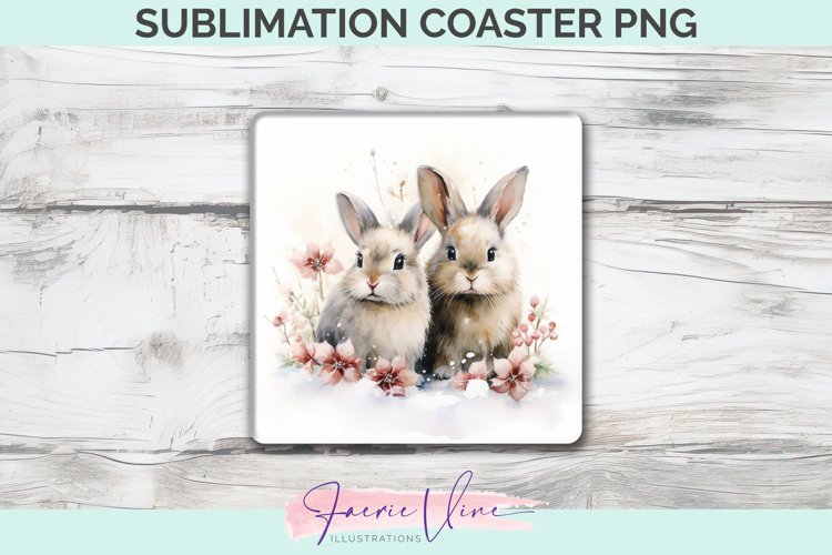 Rabbits Sublimation Square Coaster