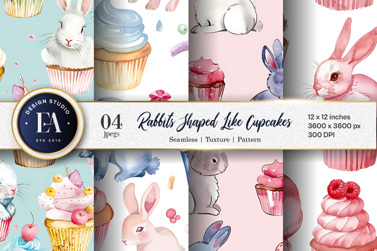 Rabbit Hand-Painted Watercolor Digital Paper|Digital Pattern