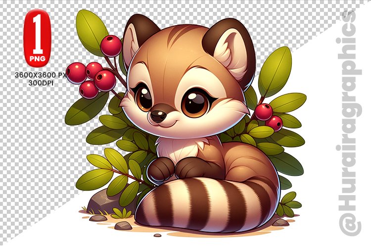 Cute Raccon Clipart - PNG File