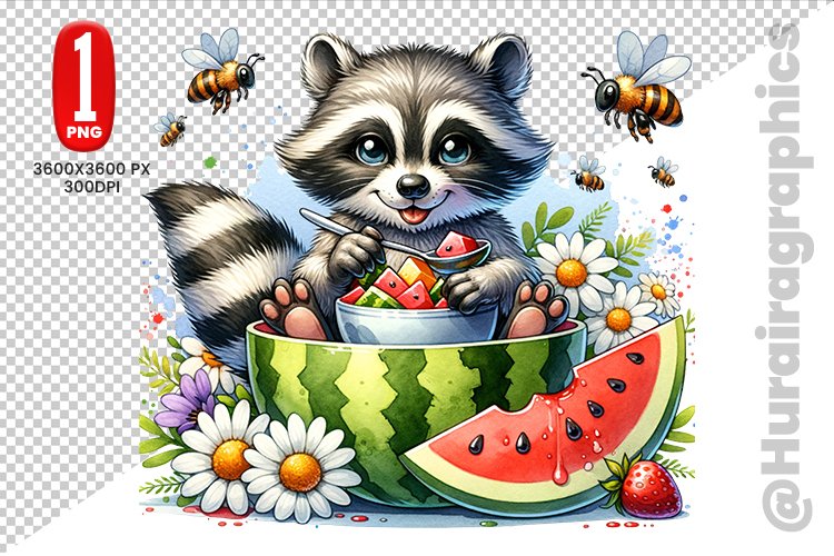 Cute Raccon Clipart - PNG File example image 1
