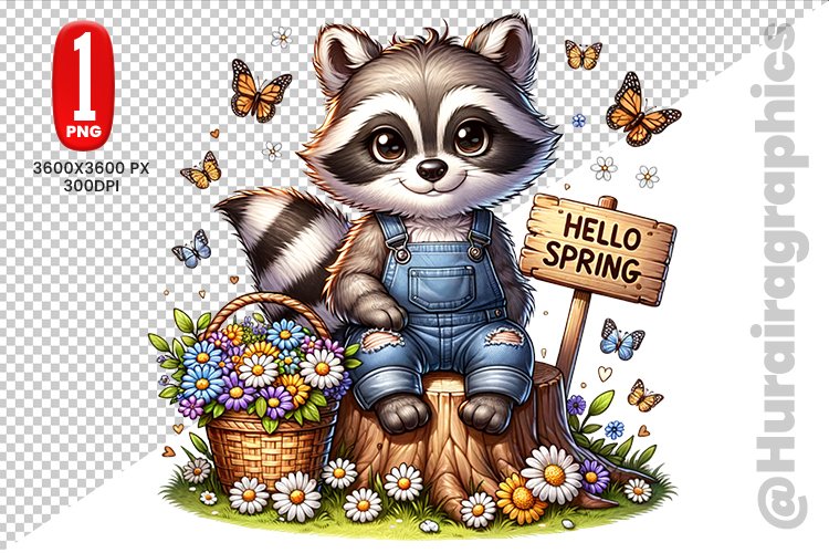 Cute Raccon Clipart - PNG File example image 1