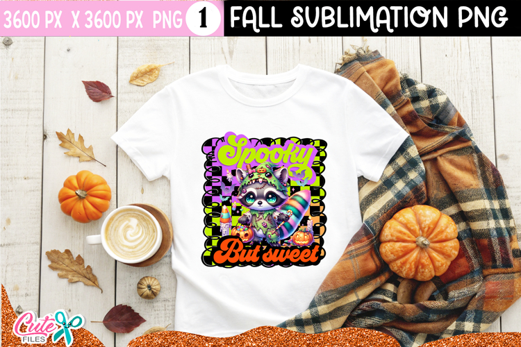 Raccon Spooky But Sweet Halloween Sublimation PNG
