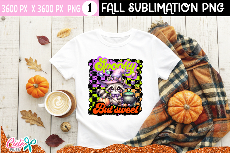 Raccon Spooky But Sweet Halloween Sublimation PNG