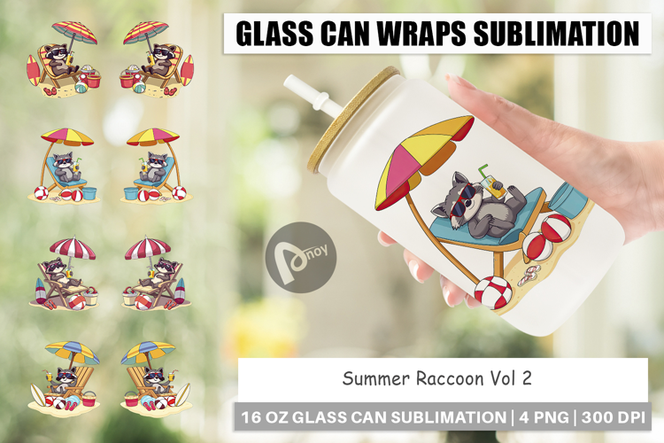 Glass Can Summer Raccoon