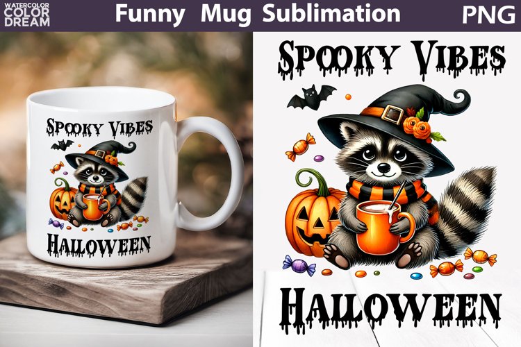 Raccoon Halloween Mug | Halloween Sarcastic Coffee Mug example image 1
