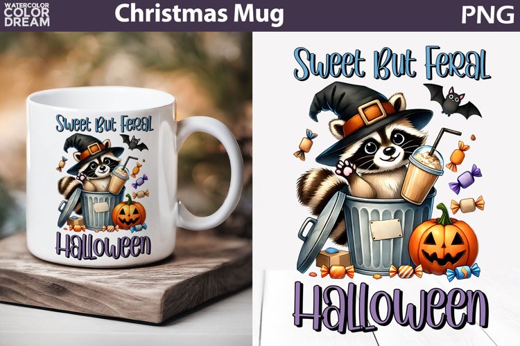 Raccoon Halloween Mug | Halloween Sarcastic Coffee Mug example image 1