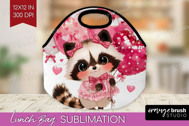 Raccoon Valentine Lunch Bag Cute Valentines Day Lunch Bug