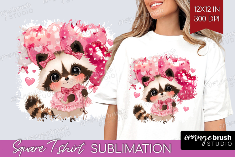Raccoon Valentine Square Tshirt Background Cute Valentines
