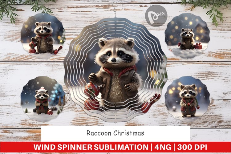 Wind Spinner Raccoon Christmas