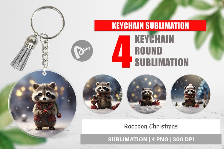 Keychain Raccoon Christmas