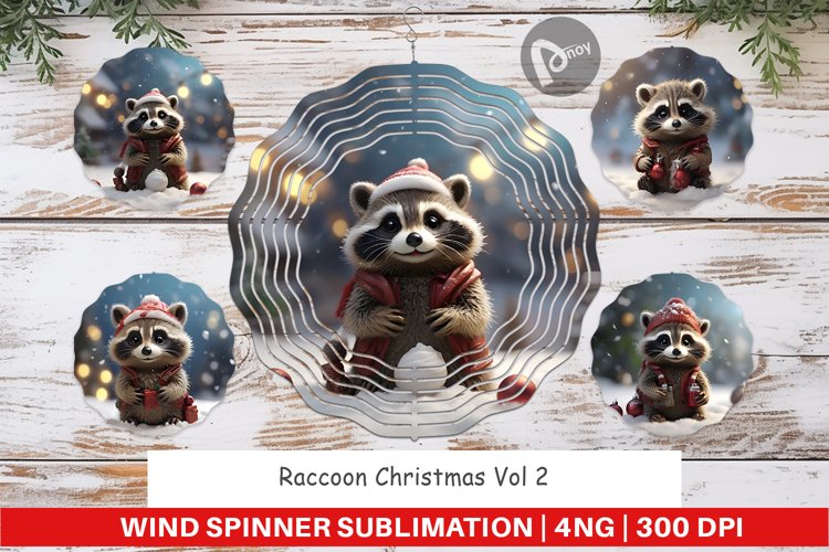 Wind Spinner Raccoon Christmas
