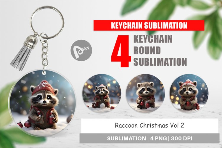 Keychain Raccoon Christmas