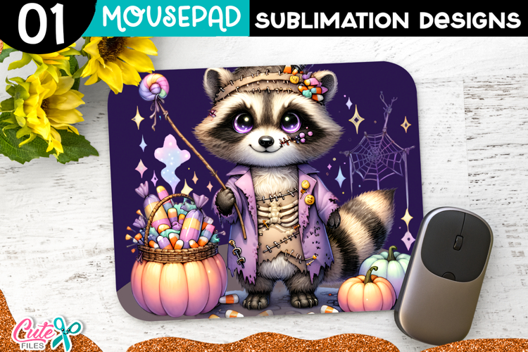 Raccoon Halloween Mouse Pad Sublimation PNG