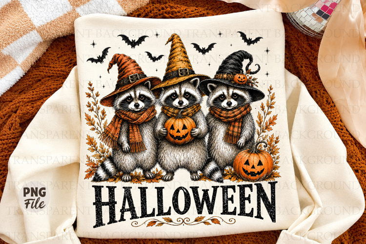 Raccoon Halloween PNG,Trendy Halloween Shirt Design