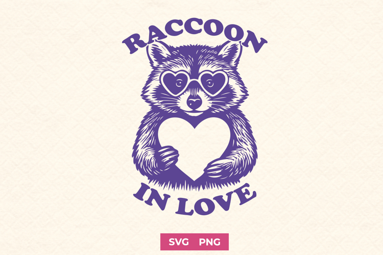 Raccoon in Love SVG | Cute Valentines Woodland Animal PNG