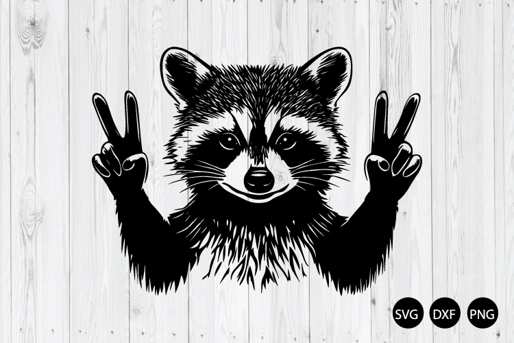 Raccoon Peace Hands SVG, Raccoon SVG, Animal SVG