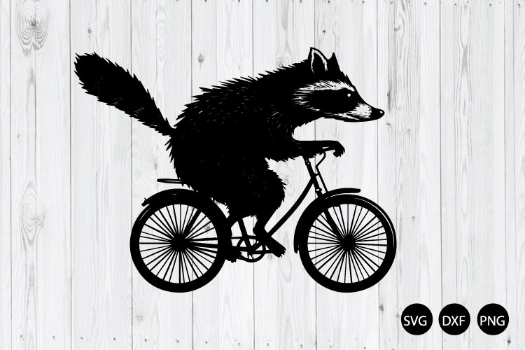 Raccoon Riding on A Bike SVG, Animal Biker SVG