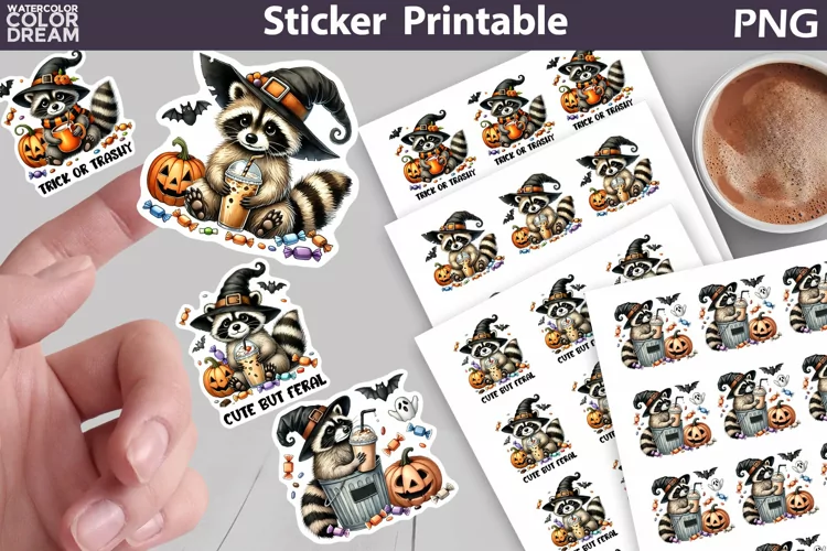 Raccoon Hat Sticker Printable | Halloween Sticker