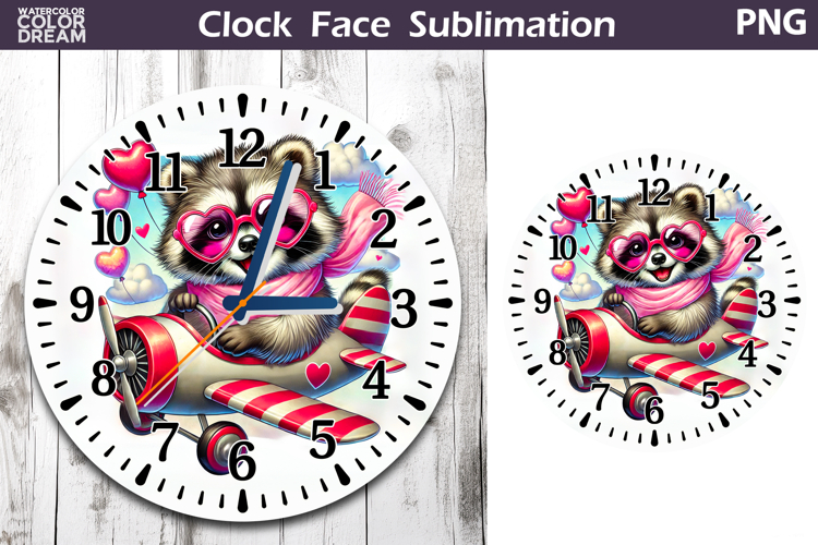 Raccoon Valentine Clock Face | Valentines Day Clock Design