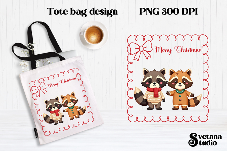 Christmas raccoon clipart | Christmas sublimation PNG design