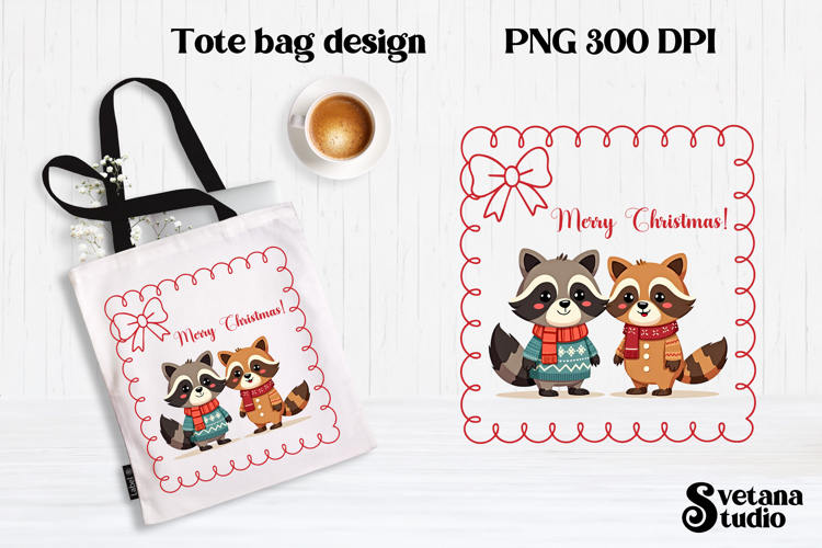 Christmas raccoon clipart | Christmas sublimation PNG design