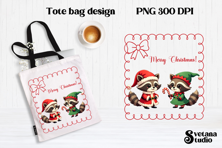 Christmas raccoon clipart | Christmas sublimation PNG design