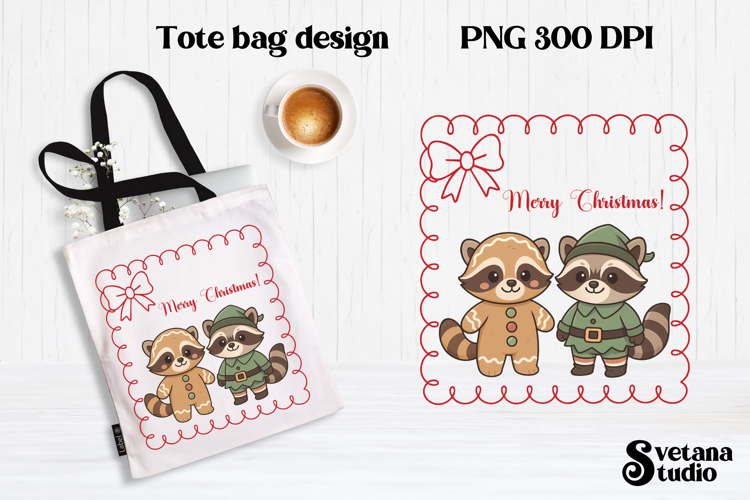 Christmas raccoon clipart | Christmas sublimation PNG design
