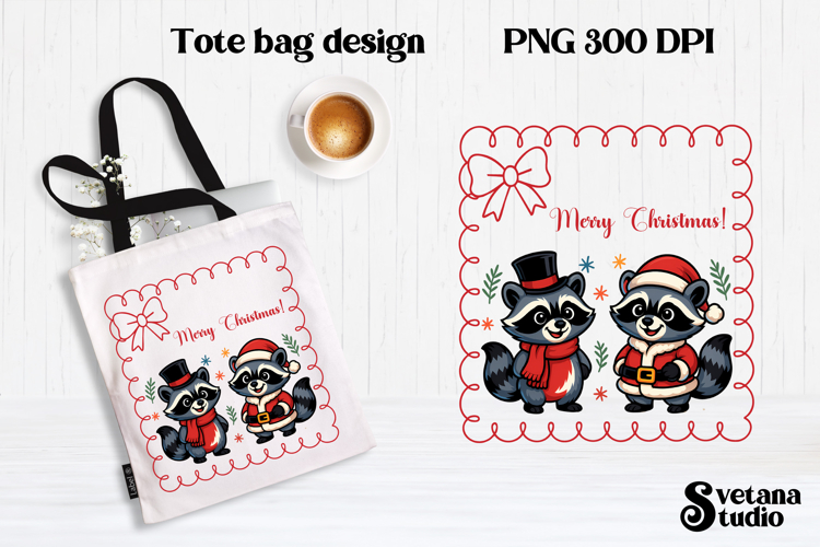 Christmas raccoon clipart | Christmas sublimation PNG design
