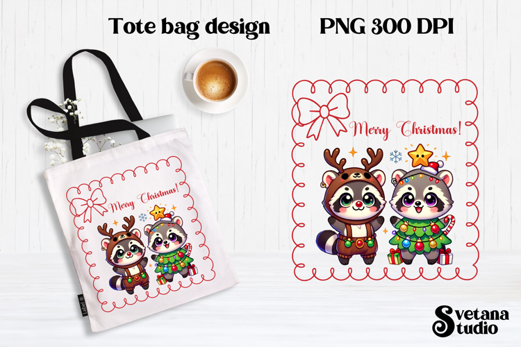 Christmas raccoon clipart | Christmas sublimation PNG design