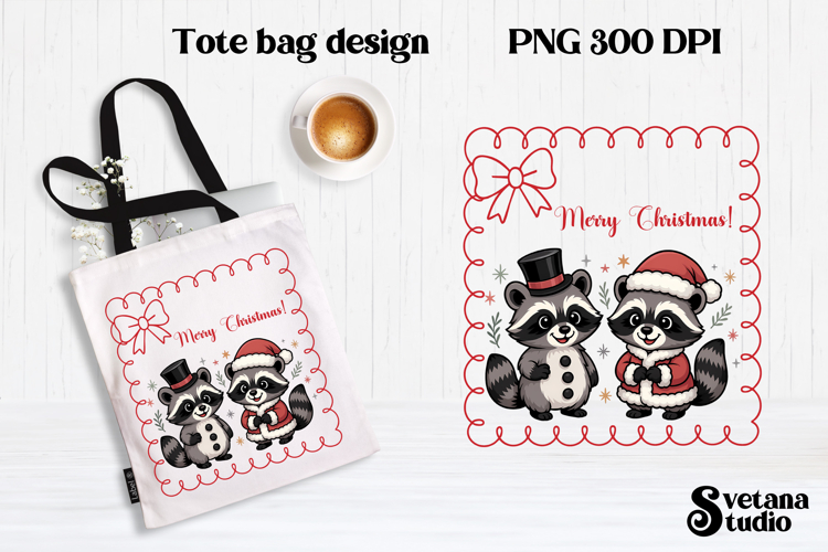 Christmas raccoon clipart | Christmas sublimation PNG design