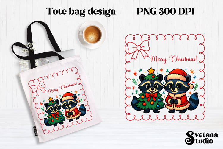 Christmas raccoon clipart | Christmas sublimation PNG design