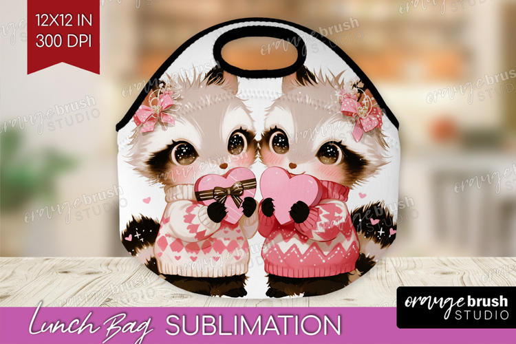 Raccoons Valentine Lunch Bag Cute Valentines Day Lunch Bug