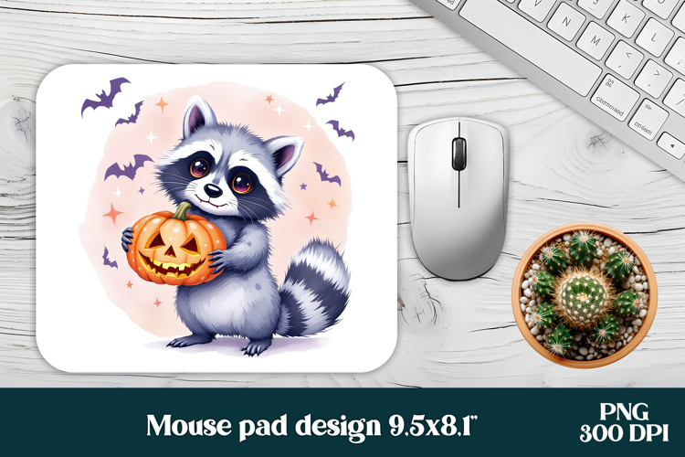 Halloween raccoon mouse pad PNG | Halloween mousepad PNG