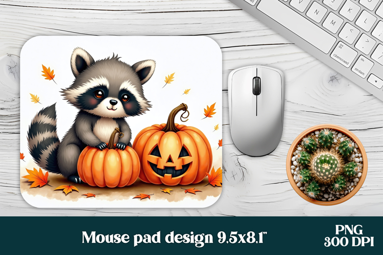 Halloween raccoon mouse pad PNG | Halloween mousepad PNG