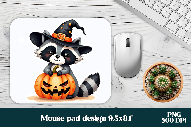 Halloween raccoon mouse pad PNG | Halloween mousepad PNG