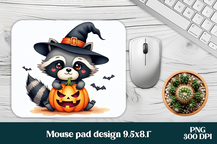 Halloween raccoon mouse pad PNG | Halloween mousepad PNG